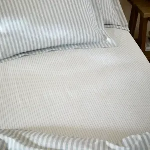 Yard Hebden Melange Mineral Blue Stripe Fitted Sheet